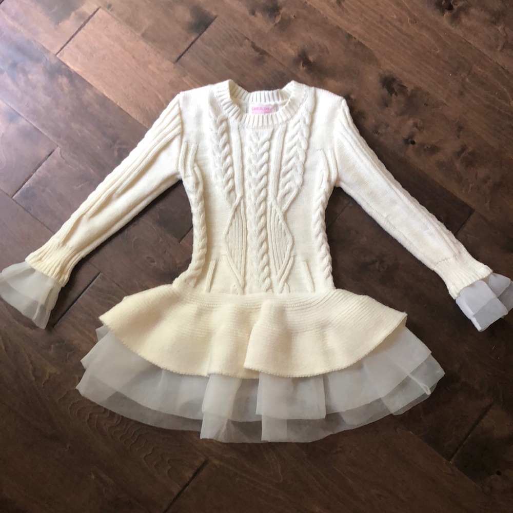 Modern Child Cream Sweater Dress Girls Size 7